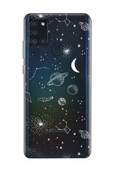 frondcase Samsung A21s Gezegenler Şeffaf Telefon Kılıfı