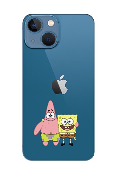 frondcase حافظة هاتف آيفون 13 ميني سبونج بوب وباتريك ستار شفافة