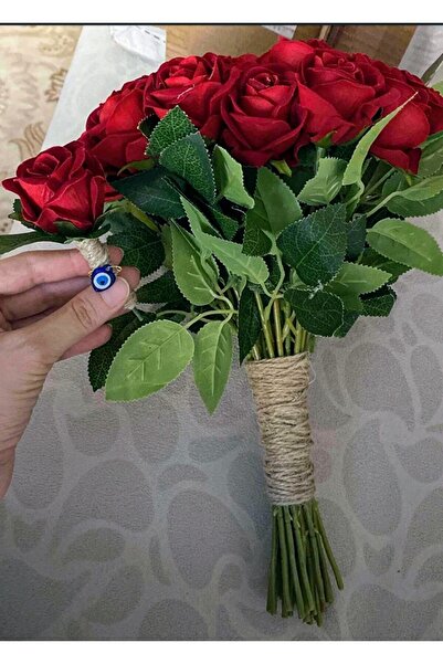 Merveparti Kırmızı kadife gül gelin buketi,trend ,yeni model