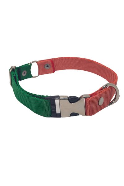 Pompiti Comfortable Adjustable Double Color Green-orange Small/large Dog Collar - 2cm Most Size Collar