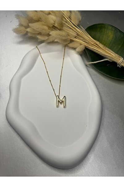 Saye İstanbul Gold ve Silver Buble Çelik Harf Kolyeler - M Harfi