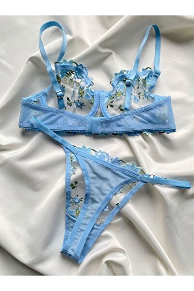 brusq Brode Sütyen Takımı Çiçek Desenli