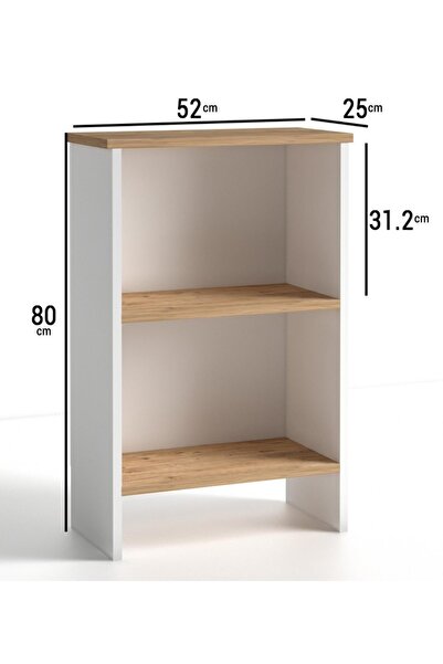 Monte Sehpa Fora Midi Kitaplık 3 Raflı Dekoratif Kitaplık Dosya Kitap Rafı Ofis Ev Rafı Kitap Raf