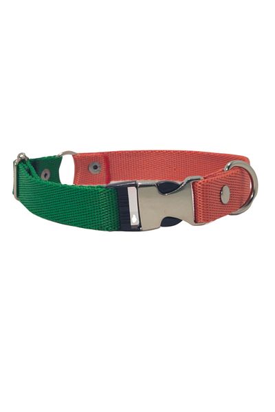Pompiti Comfortable Adjustable Double Color Green-orange Small/large Dog Collar - 2cm Most Size Collar