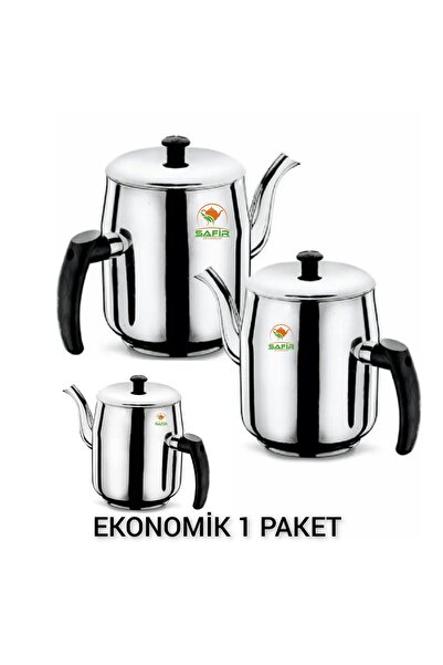 Ulutaş Sapphire coffee pot Medium size Number 3 first quality steel coffee pot 3 PCS SET ECO PACK