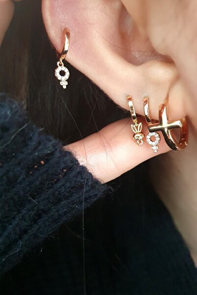 BUNNY Venüs Helix Ve Tregus Piercing 24k Altın Kaplama (kıkırdak Küpe)