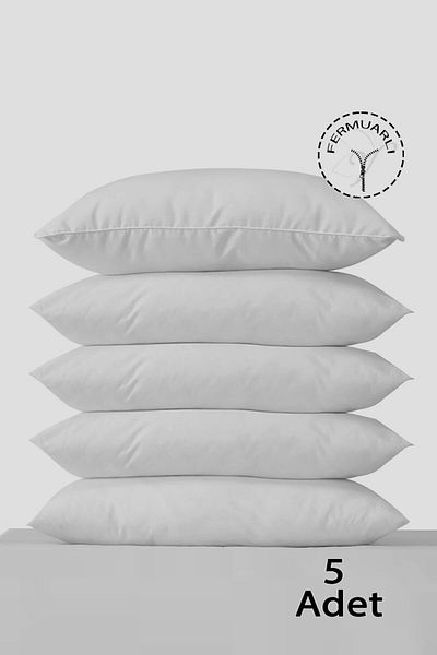 DENİZLİ ÇEYİZ 5 Pieces 50*70 Cotton White Inner Pillow Case with Zipper