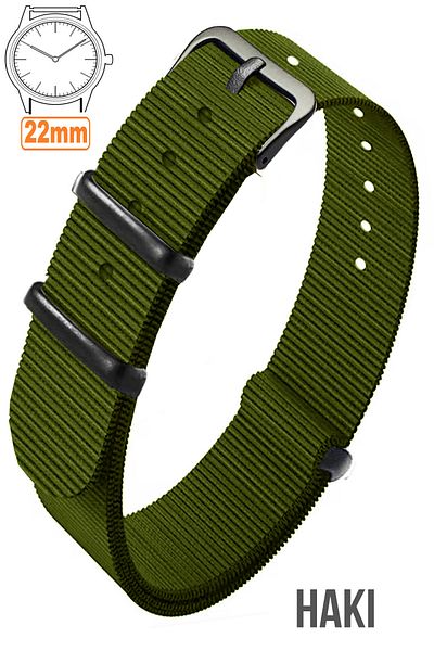 COBRA 22mm Nato Textile Cloth Watch Band - Fossil, Welder, Casio, Seiko, Omega, Armani Compatible 22Ntsyh