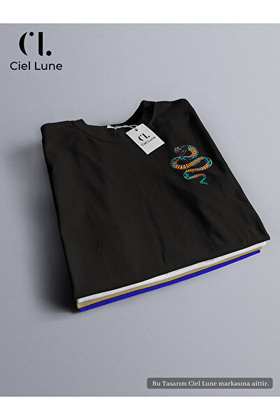 NEVERMIND Design special unisex Retro Snake - Tricou supradimensionat