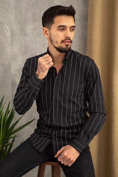 WAMOSSALAPLI Πουκάμισο Oxford Slim Fit ριγέ