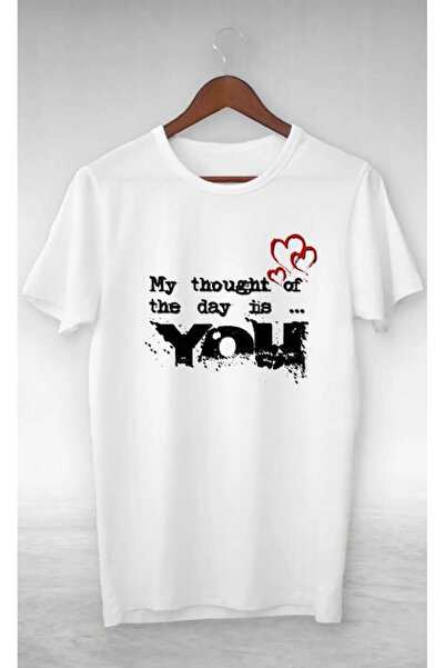 PERISENSE تي شيرت كبير الحجم مطبوع عليه My Thought Of The Day Is You للجنسين ...