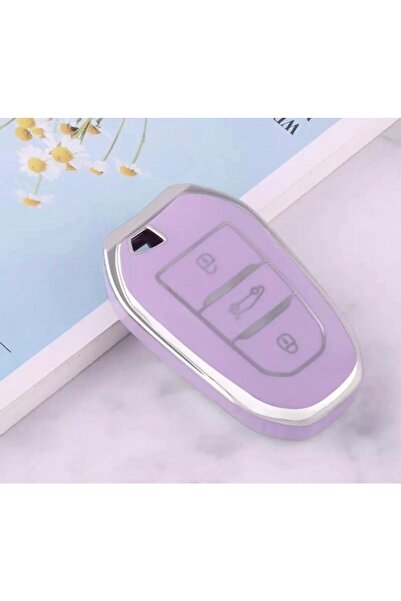 AYZ GARAGE بيجو - سيتروين - Ds حافظة مفاتيح أرجوانية مصنوعة من مادة TPU