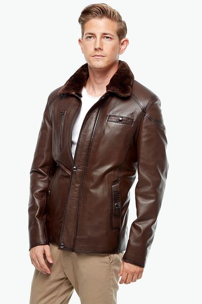Deriza Chestnut Blackening Fur Leather Coat