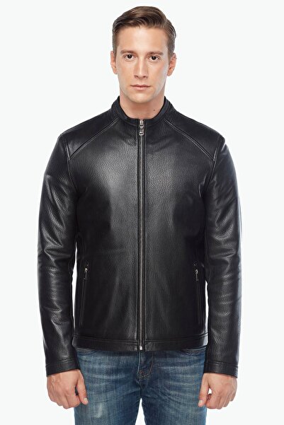 Deriza Armond Black Jumbo Leather Coat