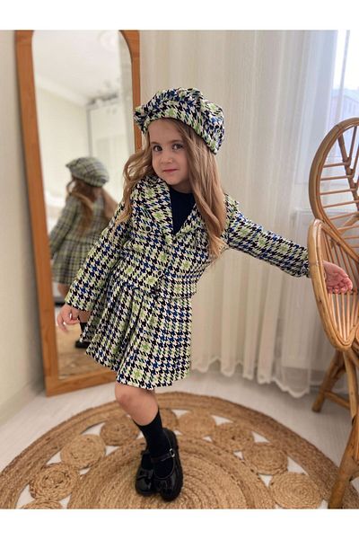 BERFONZO KIDS Girl's Plaid 4-Piece Set Holiday