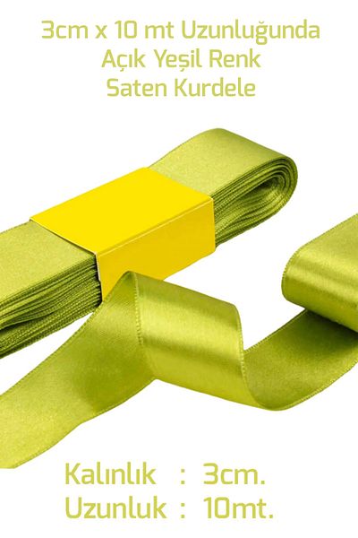 Netsan Etiket Σατέν κορδέλα 3cm x 10mt Ανοιχτό Πράσινο Χρώμα
