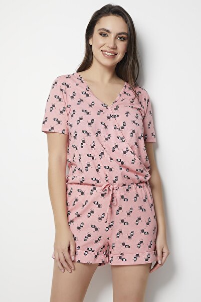 Doremi Γυναικεία Ολόσωμη φόρμα με στάμπα Salmon Zebra Nightdress New Season (Οικονομικό πακέτο 12 τεμαχίων)