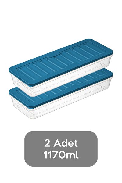 Meleni Home 2-Piece Microwave Compatible Food Storage Container - Petrol 2 x 1170 ml