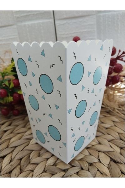 Deniz Party Store BLUE BIG POINTED Cardboard Popcorn Corn Chips Box 8 Pieces