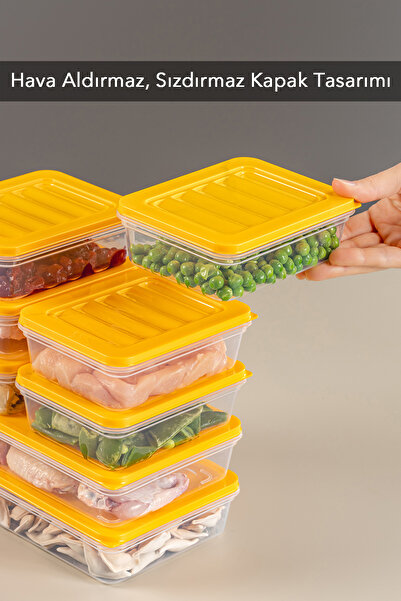 Meleni Home 8-Piece Food Storage Set - Microwave Compatible, Yellow 2x1200ml & 6x600ml