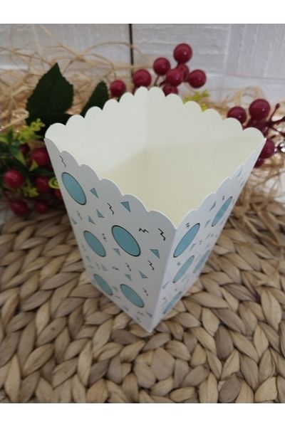 Deniz Party Store BLUE BIG POINTED Cardboard Popcorn Corn Chips Box 8 Pieces