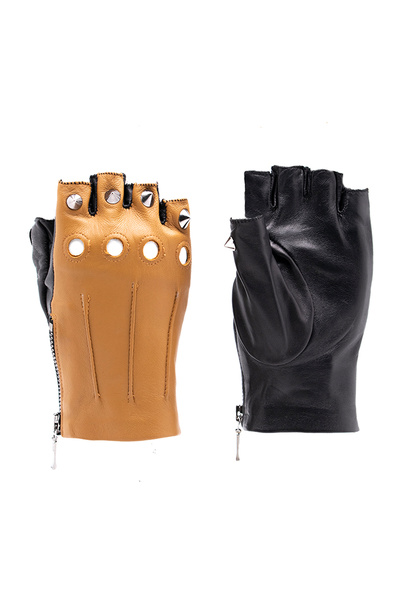 Altezzoso Ferro Zımbalı Parmaksız Kadın Deri Sürücü Eldiven
