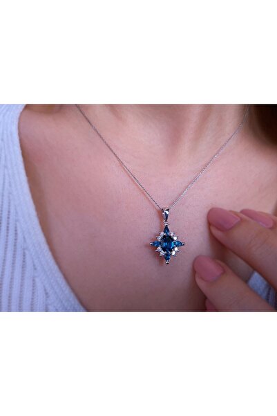 Sirius Pırlanta Pırlanta Ve London Blue Topaz Taşlı Mai Kolye