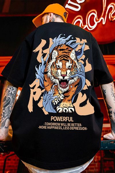 MODAGEN Ανδρικό μπλουζάκι με στάμπα Tiger Oversize