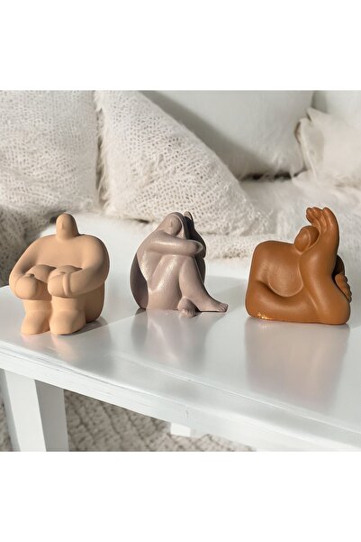 Mes Reves Soyut Düşünen Insan 3'lü Set, Ev Dekorasyonu, Masa Süslemesi Heykel...