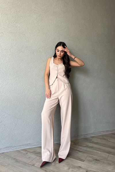 Seda Yalçın Atelier Beige Pleat Detailed Wide Leg Palazzo Trousers