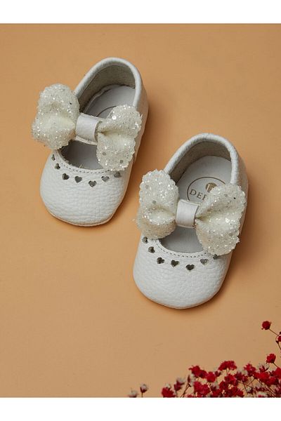Beybium Bobby White Natural Leather Baby Moccasin