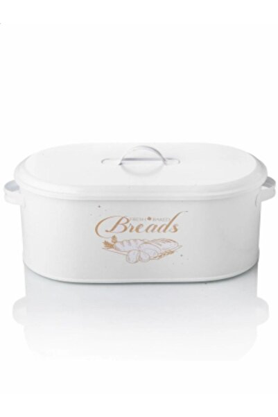Bayev White Bread Holder Large Size Patterned Metal Decorative Bread Storage Box with Lid