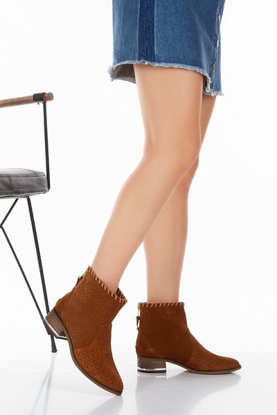 PASSAGE SHOES Γυναικείες καλοκαιρινές μπότες με φερμουάρ από γνήσιο δέρμα σουέτ 8019