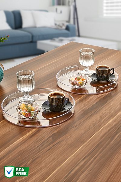 Nandy Home 2 Pieces Crystal Round Presentation Tray