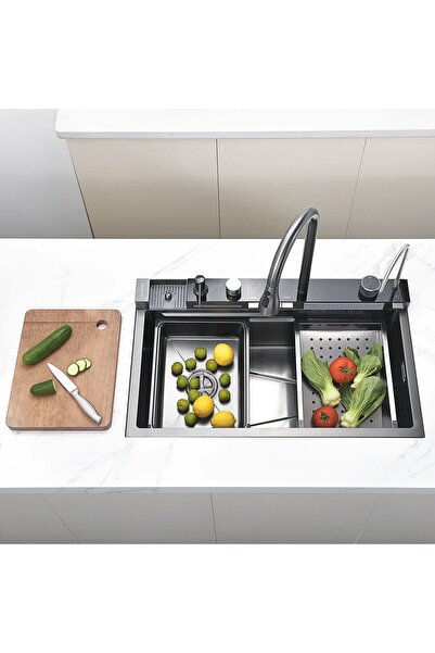 Krome Teknolojik Akıllı Eviye Seti Kombine Ultimate Nano Siyah KRM1020-BL