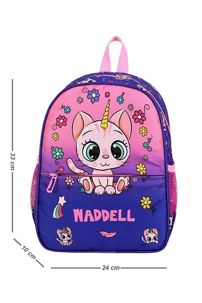Waddell Rucsac pentru copii cu model de pisică violet - grădiniță și creșă