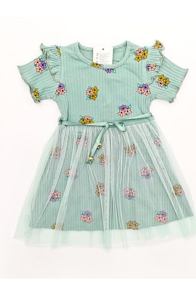 KAMİKAM Rochie de fetiță din tul imprimat foarte frumoasă și foarte elegantă Calitate perfectă (MĂRIME MICĂ 1-2 MĂRIMEA MARE)