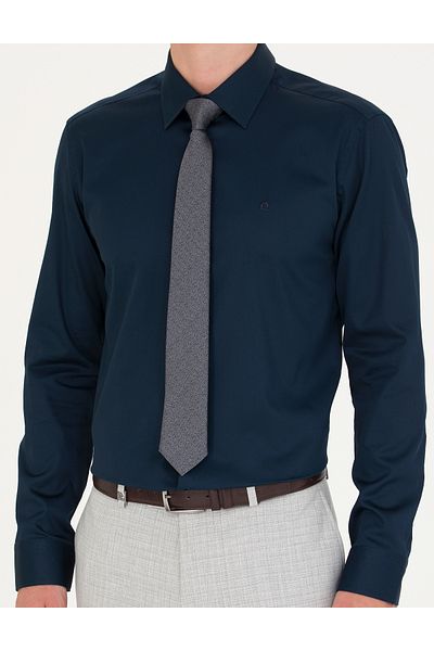 Pierre Cardin Тъмносиня риза PIERRE CARDIN от сатен SLIM FIT