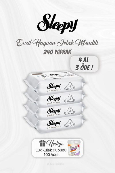 Sleepy BUY 4 PAY 3 Pet Wet Wipes 240 Sheets with Ear Sticks as a Gift