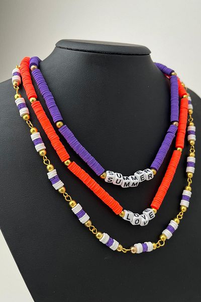 Modex Summer Love Triple Combination Fimo Necklace (Size:43+5 cm)