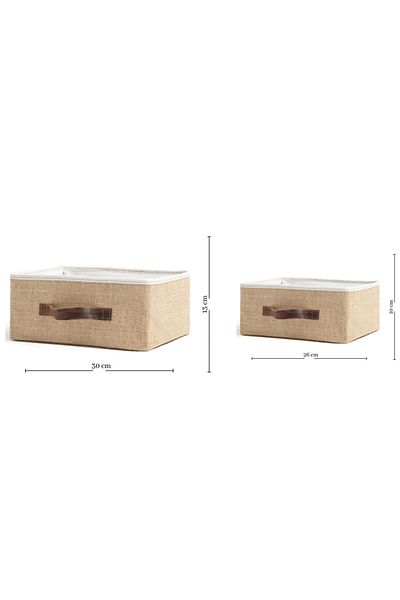 Art Bee Set of 2 Jute In-Cabinet Organizer Jewelry, Makeup, Bathroom, Office Organizer Storage Box