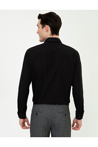 Pierre Cardin PİERRE CARDİN DOKUMA SLİM FİT SİYAH GÖMLEK