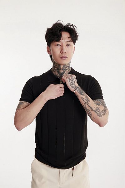 The Champ Clothing Πλεκτό ανδρικό πλεκτό μπλουζάκι Polo Neck με φερμουάρ
