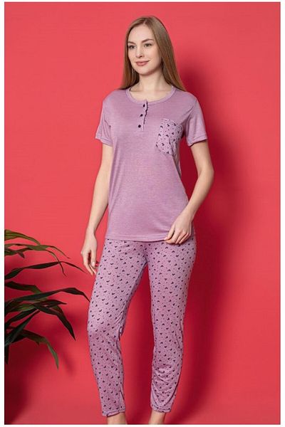 LİLA İÇ GİYİM VISKOSE SHORT SLEEVE PAJAMAS SET