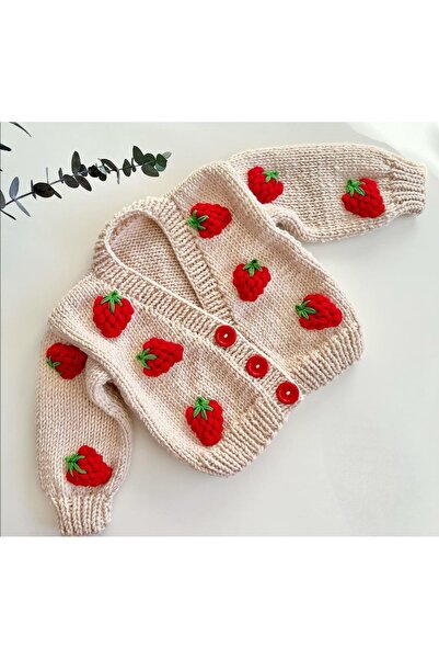 SIFA ATELIER EL ÖRGÜSÜ ÇİLEKLİ BEBEK HIRKA