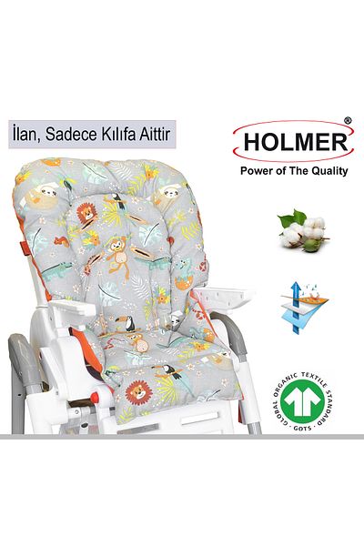 Holmer Organic Stain Resistant High Chair - Cushion and Cover Max-T Dark Gray