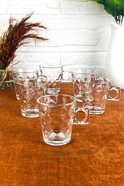 Tiesa Home Glass 6 Person Lima Turkish Coffee Cup Set 90Ml