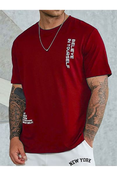 Medinenur Unisex Believe Printed Crew Neck T-Shirt