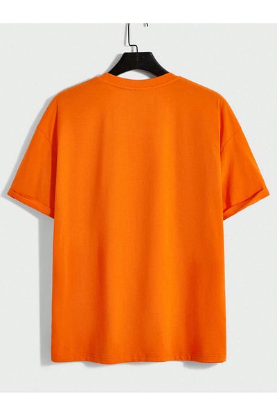 Black Sokak Orange Oversize Koala Printed Men's T-Shirt