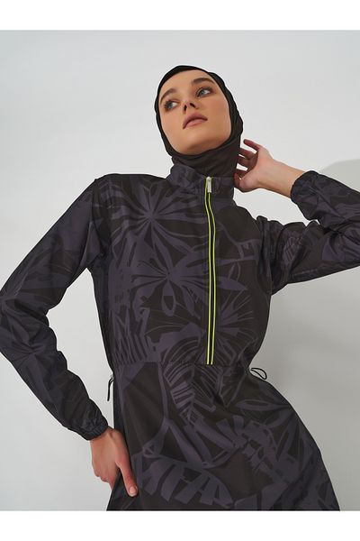 ALFASA Λεπτομερές αθλητικό μαγιό Hijab Neon Piping